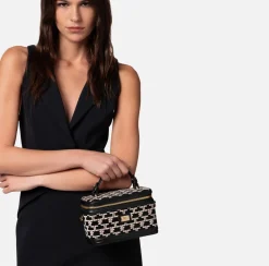 Valigeria|Borse A Mano|Elisabetta Franchi Trousse Monogram Travel Nero/Burro