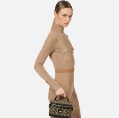 Valigeria|Borse A Mano|Elisabetta Franchi Trousse Monogram Travel Liquirizia/Nero