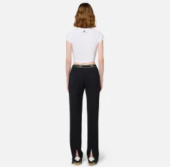 Top, T-Shirt & Body|Elisabetta Franchi T-shirt cropped in jersey con zip Gesso
