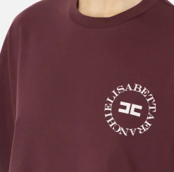 Top, T-Shirt & Body|Elisabetta Franchi T-shirt cropped in jersey con logo RougeNoir