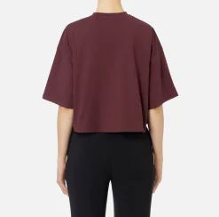 Top, T-Shirt & Body|Elisabetta Franchi T-shirt cropped in jersey con logo RougeNoir