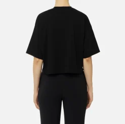 Top, T-Shirt & Body|Elisabetta Franchi T-shirt cropped in jersey con logo Nero