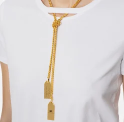 Top, T-Shirt & Body|Elisabetta Franchi T-shirt in jersey con collana Gesso