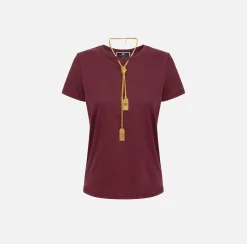 Top, T-Shirt & Body|Elisabetta Franchi T-shirt in jersey con collana RougeNoir