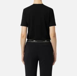 Top, T-Shirt & Body|Elisabetta Franchi T-shirt in jersey con logo college Nero