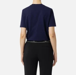 Top, T-Shirt & Body|Elisabetta Franchi T-shirt in jersey con logo college Navy