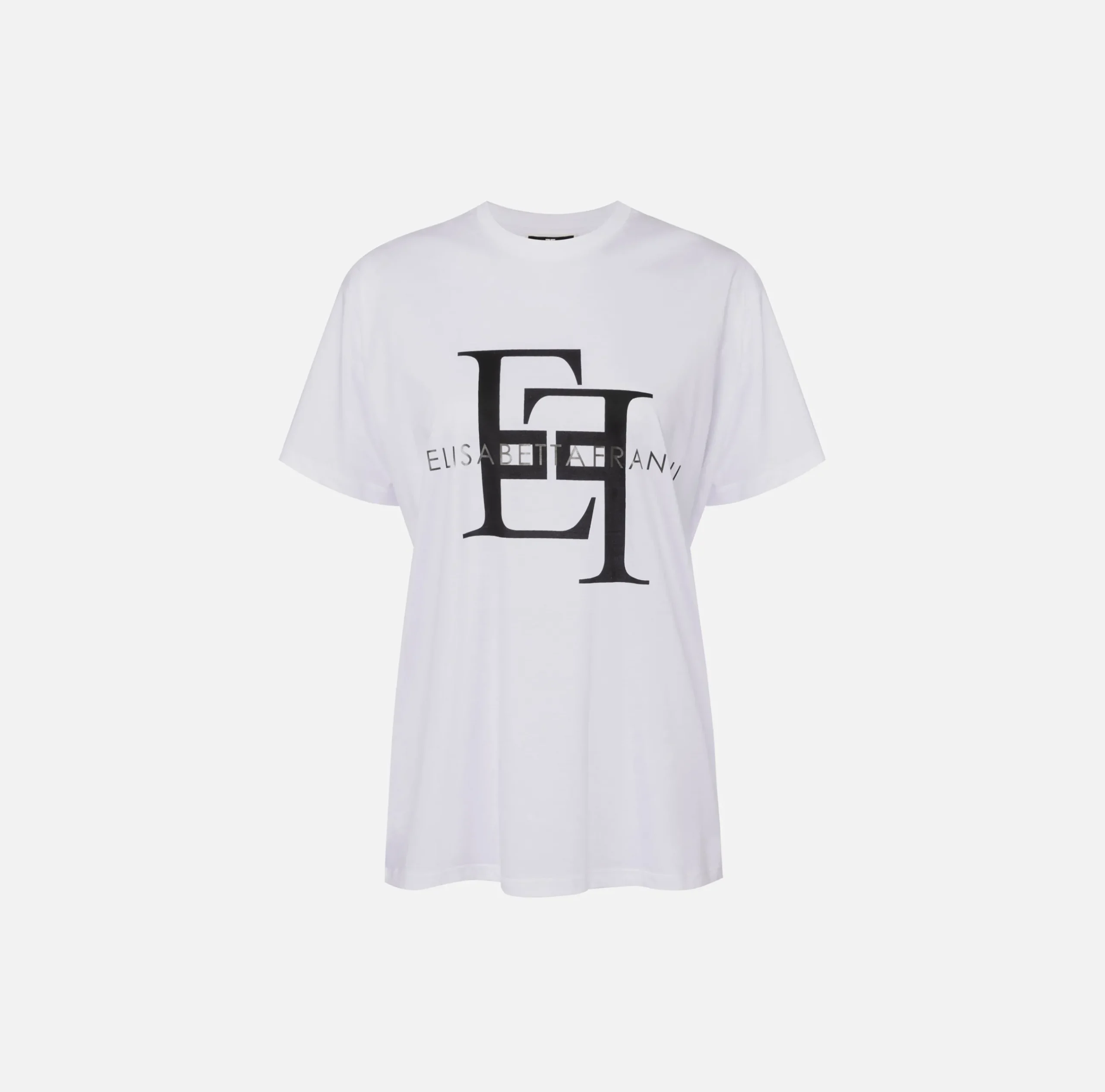 Top, T-Shirt & Body|Elisabetta Franchi T-shirt in jersey con maxi logo Gesso/Nero