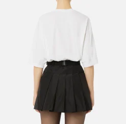 Top, T-Shirt & Body|Elisabetta Franchi T-shirt in jersey con maxi logo sulle maniche Gesso