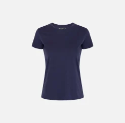 Top, T-Shirt & Body|Elisabetta Franchi T-shirt in jersey con ricamo logo Navy