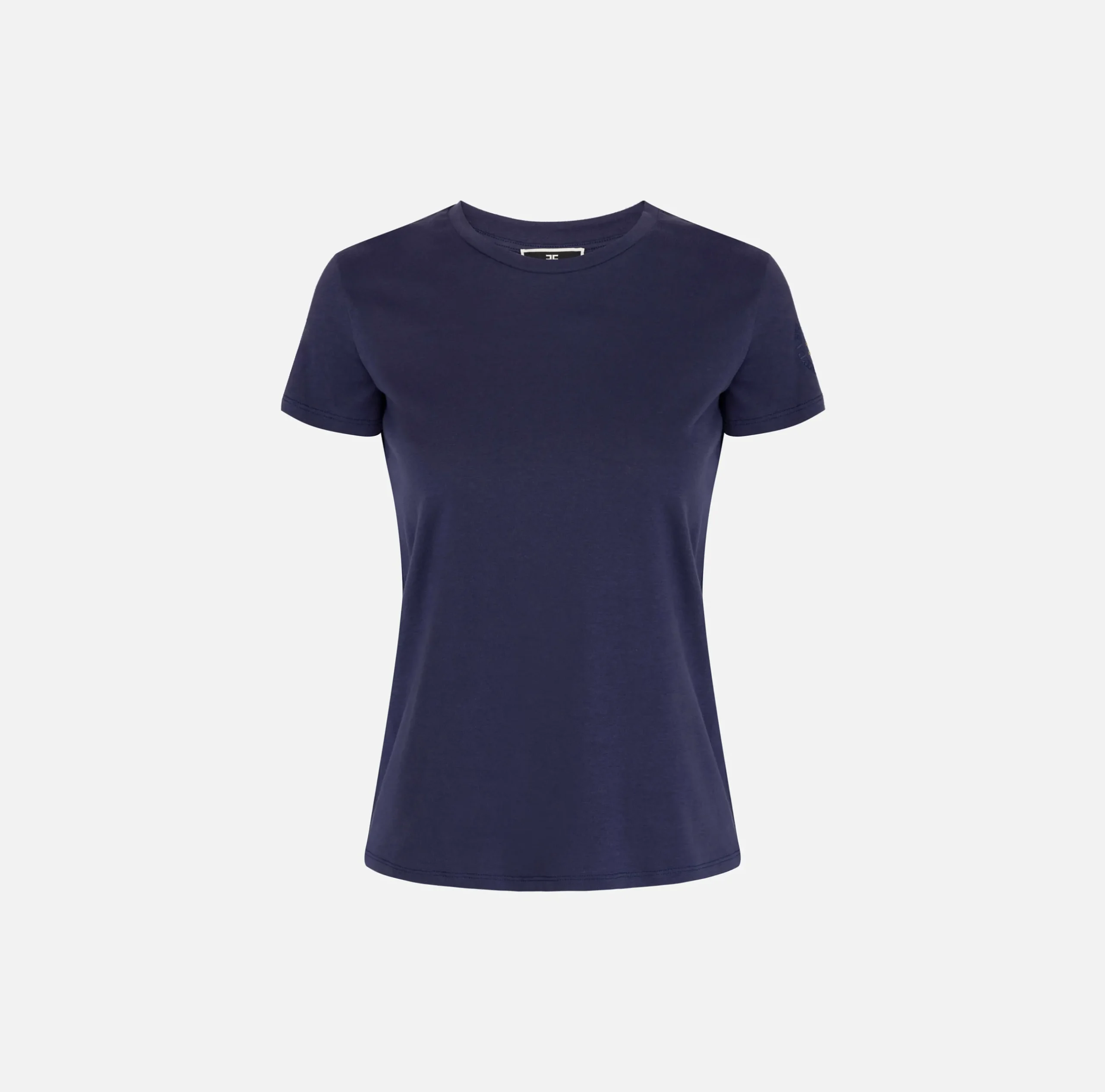Top, T-Shirt & Body|Elisabetta Franchi T-shirt in jersey con ricamo logo Navy