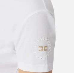 Top, T-Shirt & Body|Elisabetta Franchi T-shirt in jersey con ricamo logo Gesso