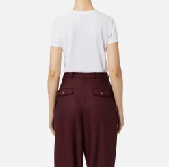 Top, T-Shirt & Body|Elisabetta Franchi T-shirt in jersey con ricamo logo Gesso