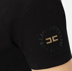 Top, T-Shirt & Body|Elisabetta Franchi T-shirt in jersey con ricamo logo Nero
