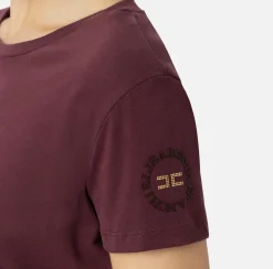 Top, T-Shirt & Body|Elisabetta Franchi T-shirt in jersey con ricamo logo RougeNoir