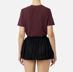 Top, T-Shirt & Body|Elisabetta Franchi T-shirt in jersey con strass logo RougeNoir