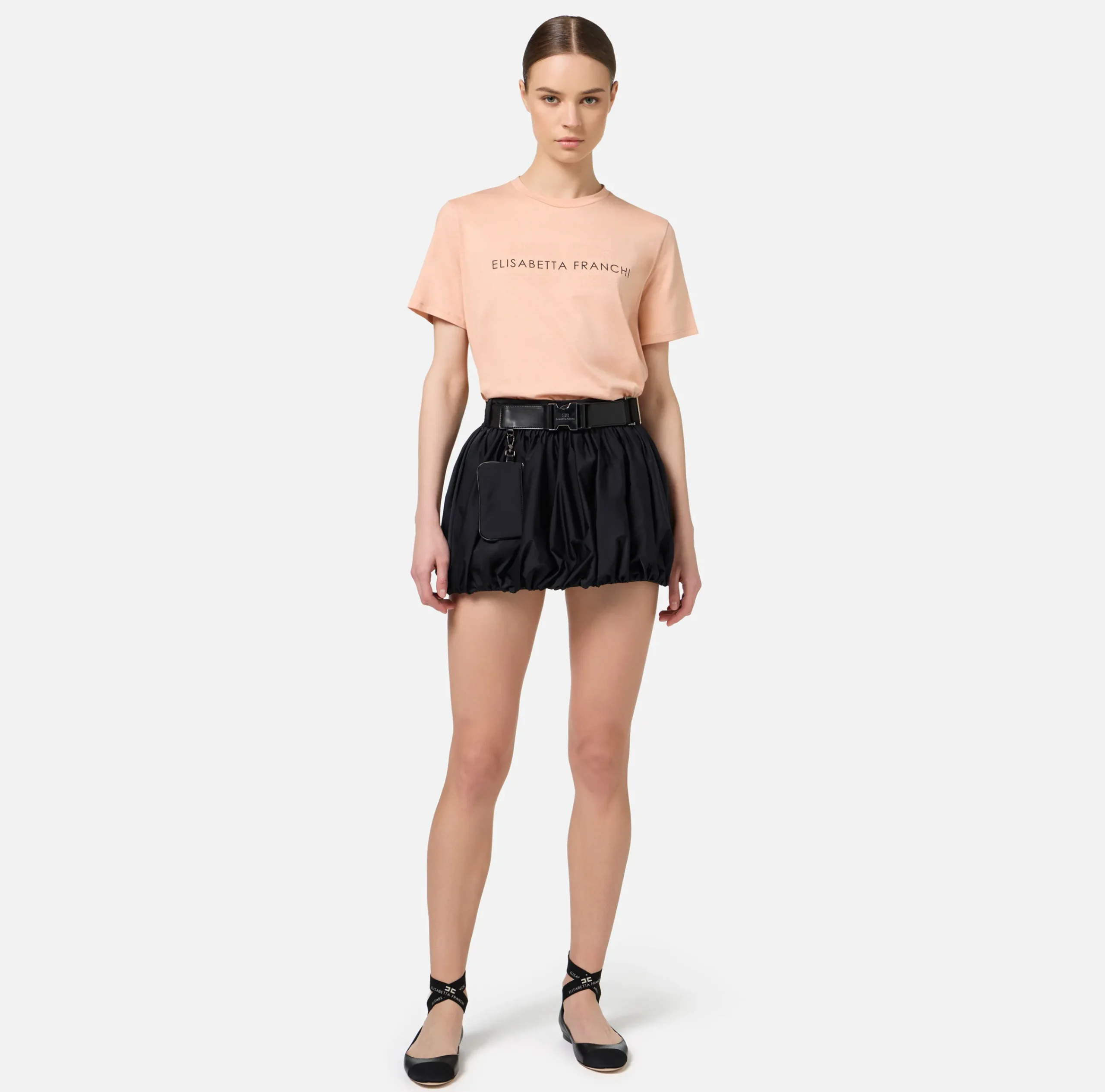 Top, T-Shirt & Body|Elisabetta Franchi T-shirt in jersey con strass logo PeachRose