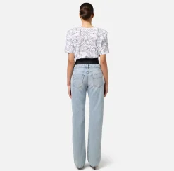 Top, T-Shirt & Body|Elisabetta Franchi T-shirt in jersey lettering grande Gesso/Nero