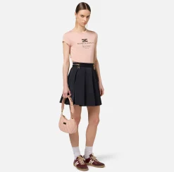 Top, T-Shirt & Body|Elisabetta Franchi T-shirt in jersey modal con stampa logo PeachRose
