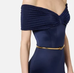 Tute|Elisabetta Franchi Tuta bustier in lycra con cintura Navy