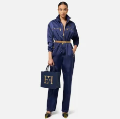 Tute|Elisabetta Franchi Tuta cargo in nylon tecnico con zip Navy