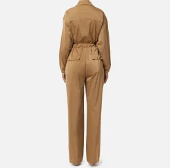 Tute|Elisabetta Franchi Tuta cargo in nylon tecnico con zip Camel