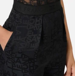 Tute|Elisabetta Franchi Tuta combinata in crêpe jaquard lettering Nero
