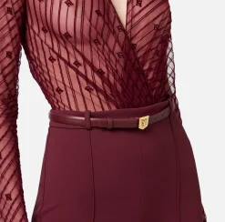 Tute|Elisabetta Franchi Tuta combinata in tulle flock disegno diagonale RougeNoir