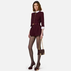 Tute|Elisabetta Franchi Tuta corta in tweed resca con zip Nero