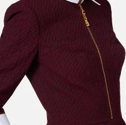 Tute|Elisabetta Franchi Tuta corta in tweed resca con zip RougeNoir