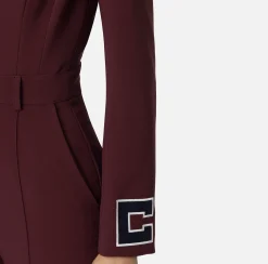 Tute|Elisabetta Franchi Tuta in crêpe con bande e ricamo logo Oro