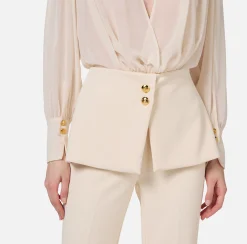 Tute|Elisabetta Franchi Tuta in crêpe con blusa in georgette e baschina Burro