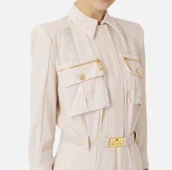 Tute|Elisabetta Franchi Tuta in crêpe con tasche e cintura Lattice