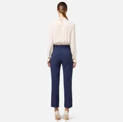 Tute|Elisabetta Franchi Tuta in crêpe stretch con fiocco Burro