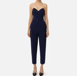 Tute|Elisabetta Franchi Tuta in crêpe stretch con top bustier Navy