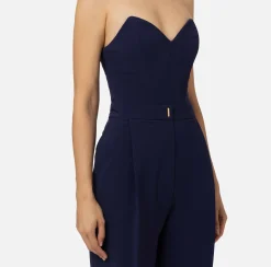 Tute|Elisabetta Franchi Tuta in crêpe stretch con top bustier Navy