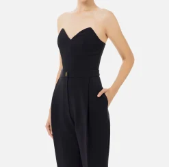 Tute|Elisabetta Franchi Tuta in crêpe stretch con top bustier Nero