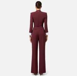 Tute|Elisabetta Franchi Tuta in crêpe stretch con revers in raso RougeNoir