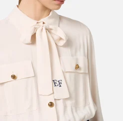 Tute|Elisabetta Franchi Tuta in crêpe stretch con fiocco Lattice/Navy