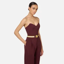 Tute|Elisabetta Franchi Tuta in crêpe stretch con top bustier RougeNoir