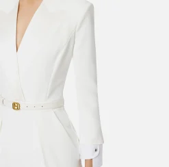 Tute|Elisabetta Franchi Tuta in crêpe stretch con revers in raso Avorio