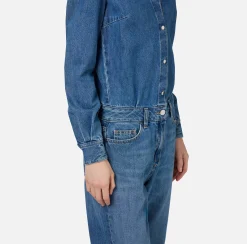 Tute|Elisabetta Franchi Tuta in denim con camicia Bluedenim