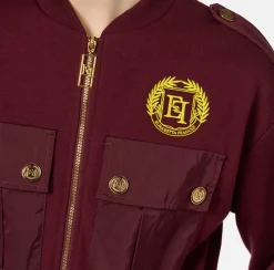 Tute|Elisabetta Franchi Tuta in felpa con tasche in nylon tecnico RougeNoir