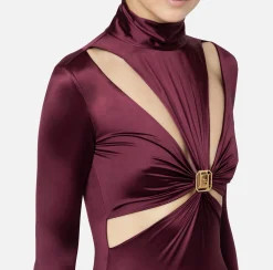 Tute|Elisabetta Franchi Tuta in lycra con motivo cut-out e accessorio logo RougeNoir