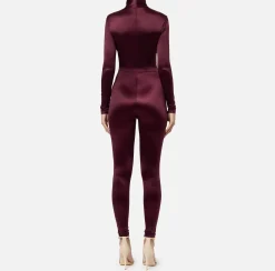 Tute|Elisabetta Franchi Tuta in lycra con motivo cut-out e accessorio logo RougeNoir