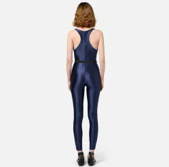 Tute|Elisabetta Franchi Tuta in lycra lucida con elastico logato Navy