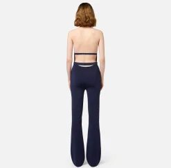 Tute|Elisabetta Franchi Tuta in viscosa lucida con cintura Navy