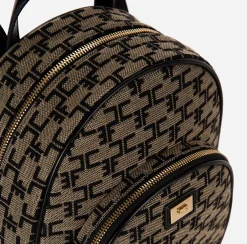Zaini|Valigeria|Elisabetta Franchi Zaino Monogram Travel Liquirizia/Nero