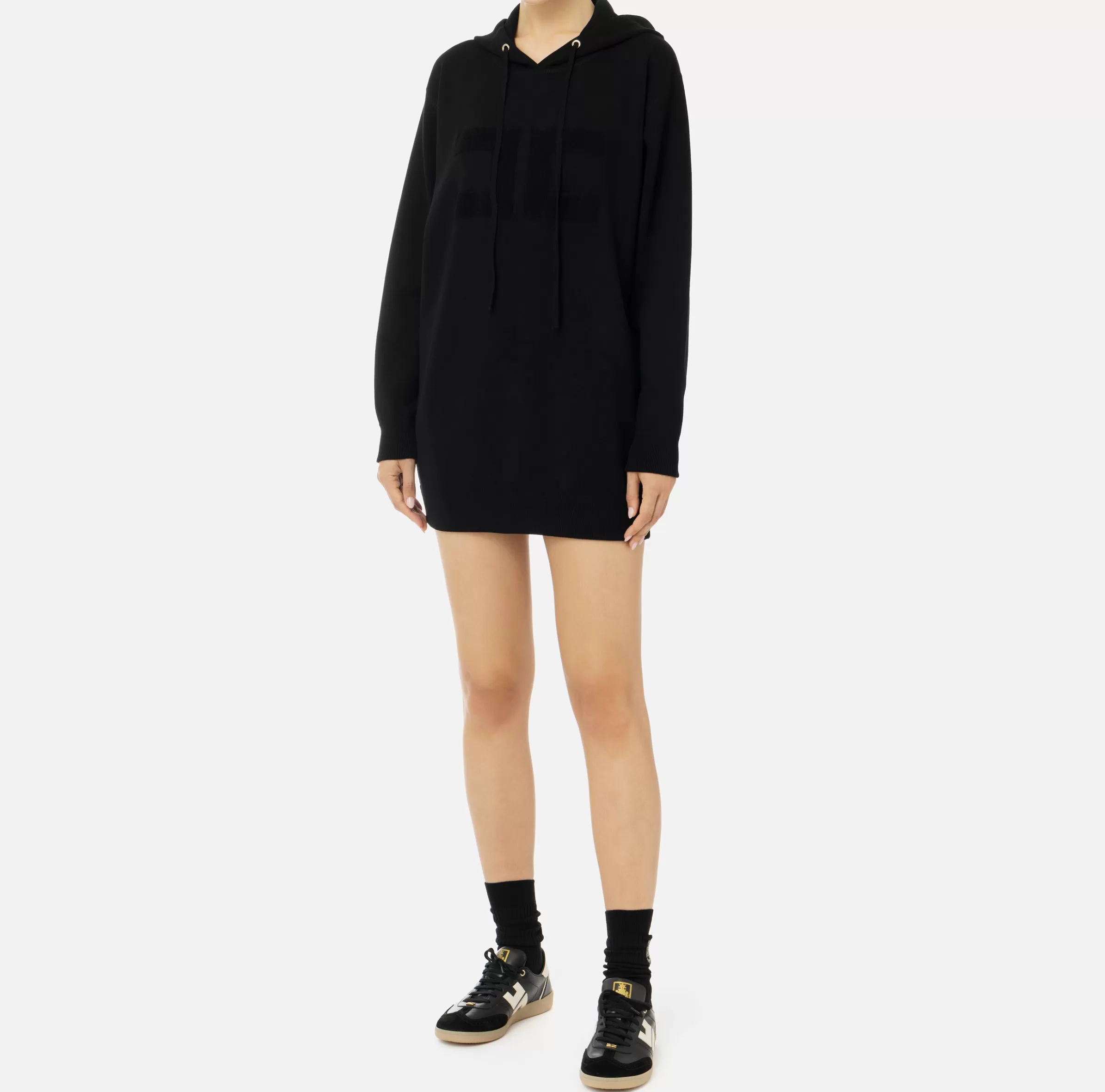 Elisabetta Franchi Mini Abiti | Abiti In Maglia^Abito felpa in viscosa con ricamo logo Nero