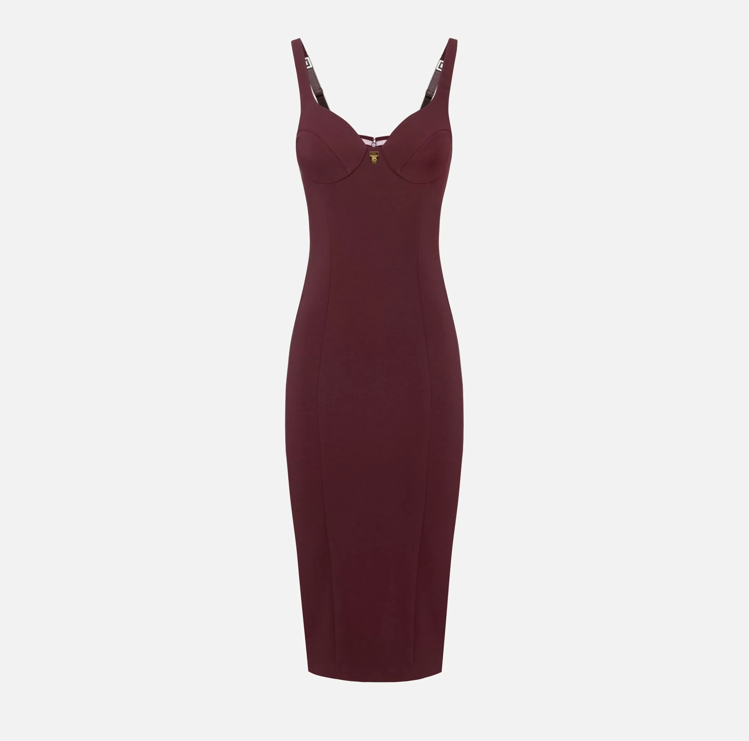 Elisabetta Franchi Abiti Midi | Abiti Tubino^Abito midi in crêpe stretch taglio coppe RougeNoir