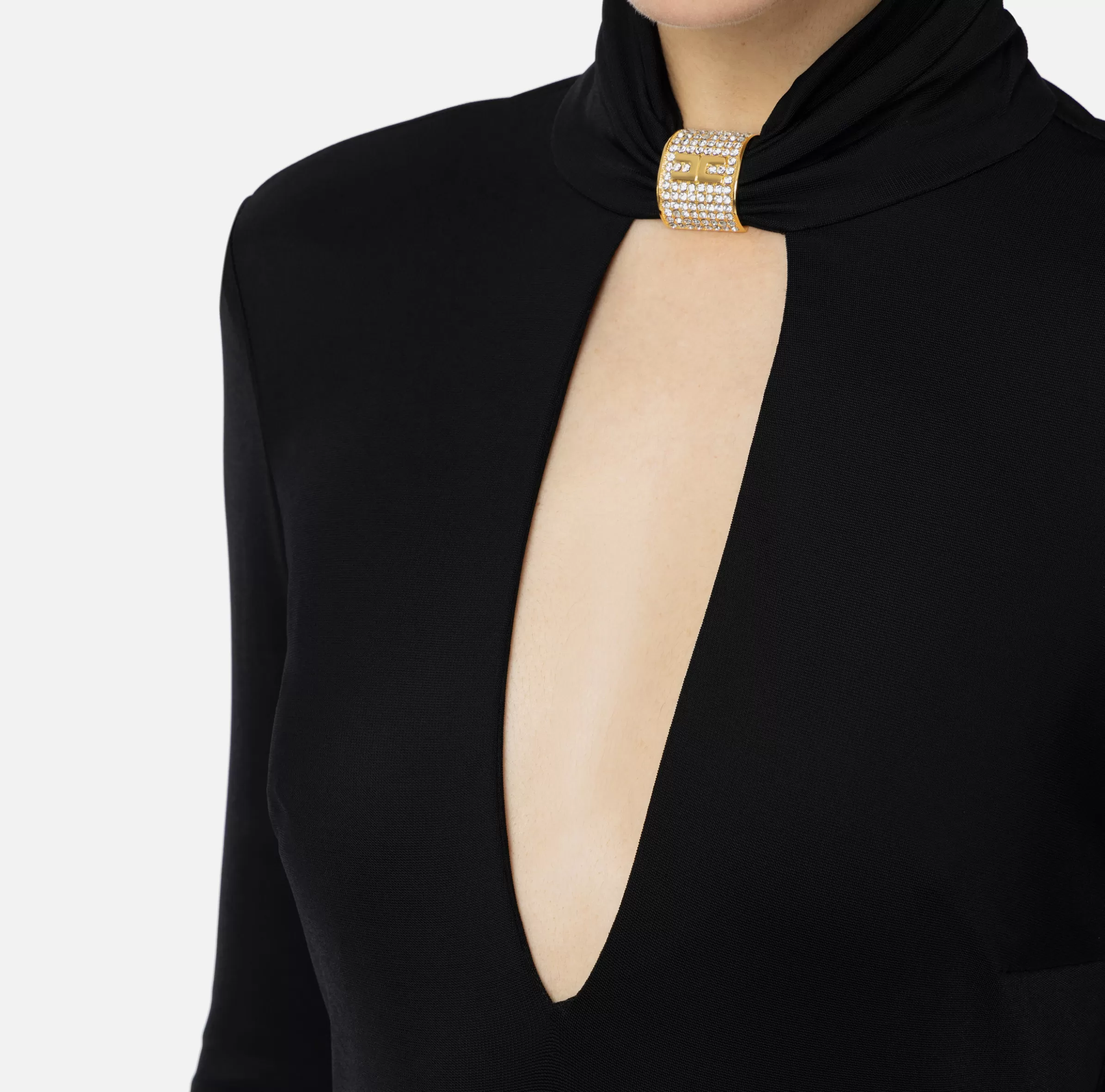 Elisabetta Franchi Abiti Midi | Abiti^Abito midi in jersey con accessorio gioiello Nero